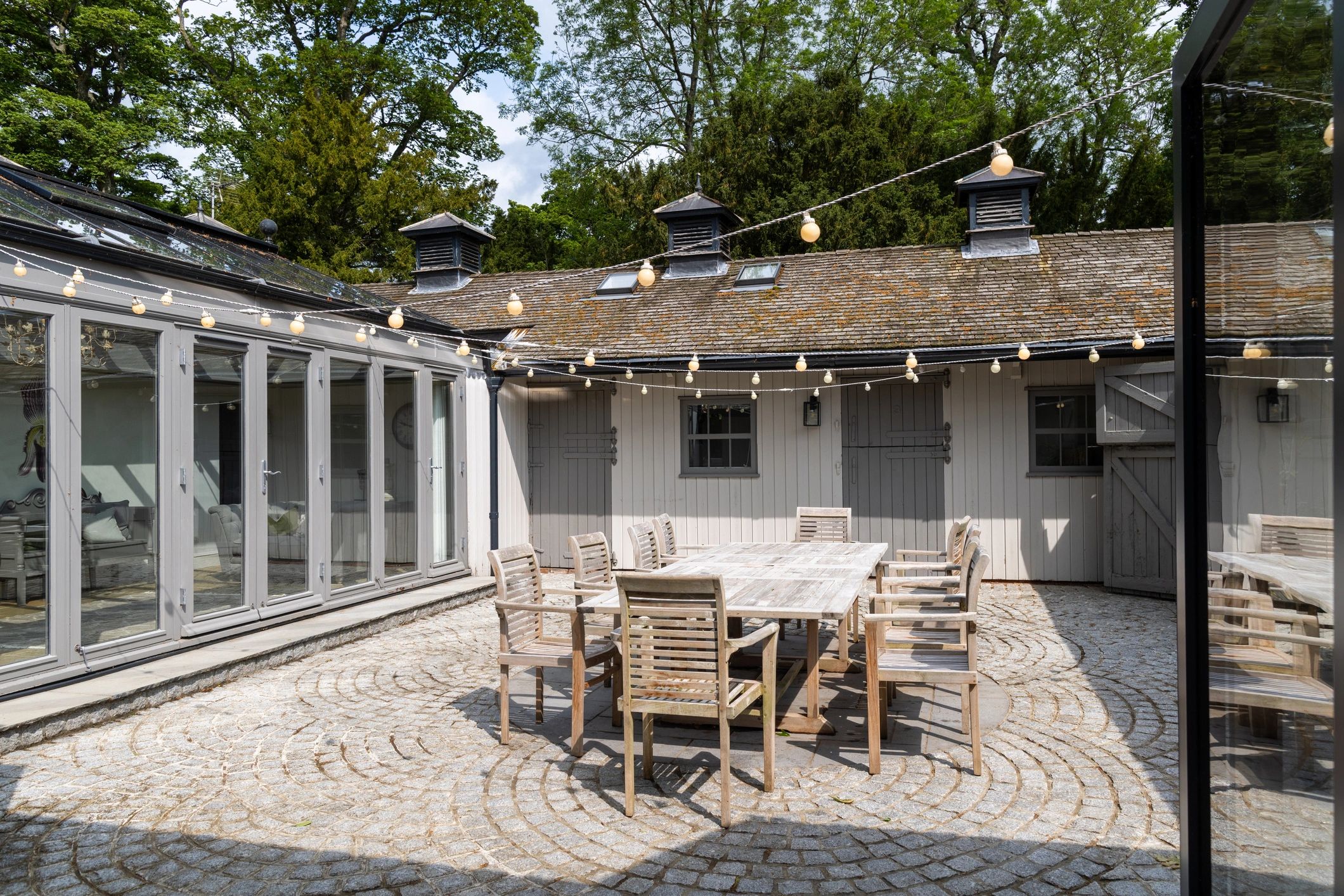 Clean stone patio representing limestone patio cleaning