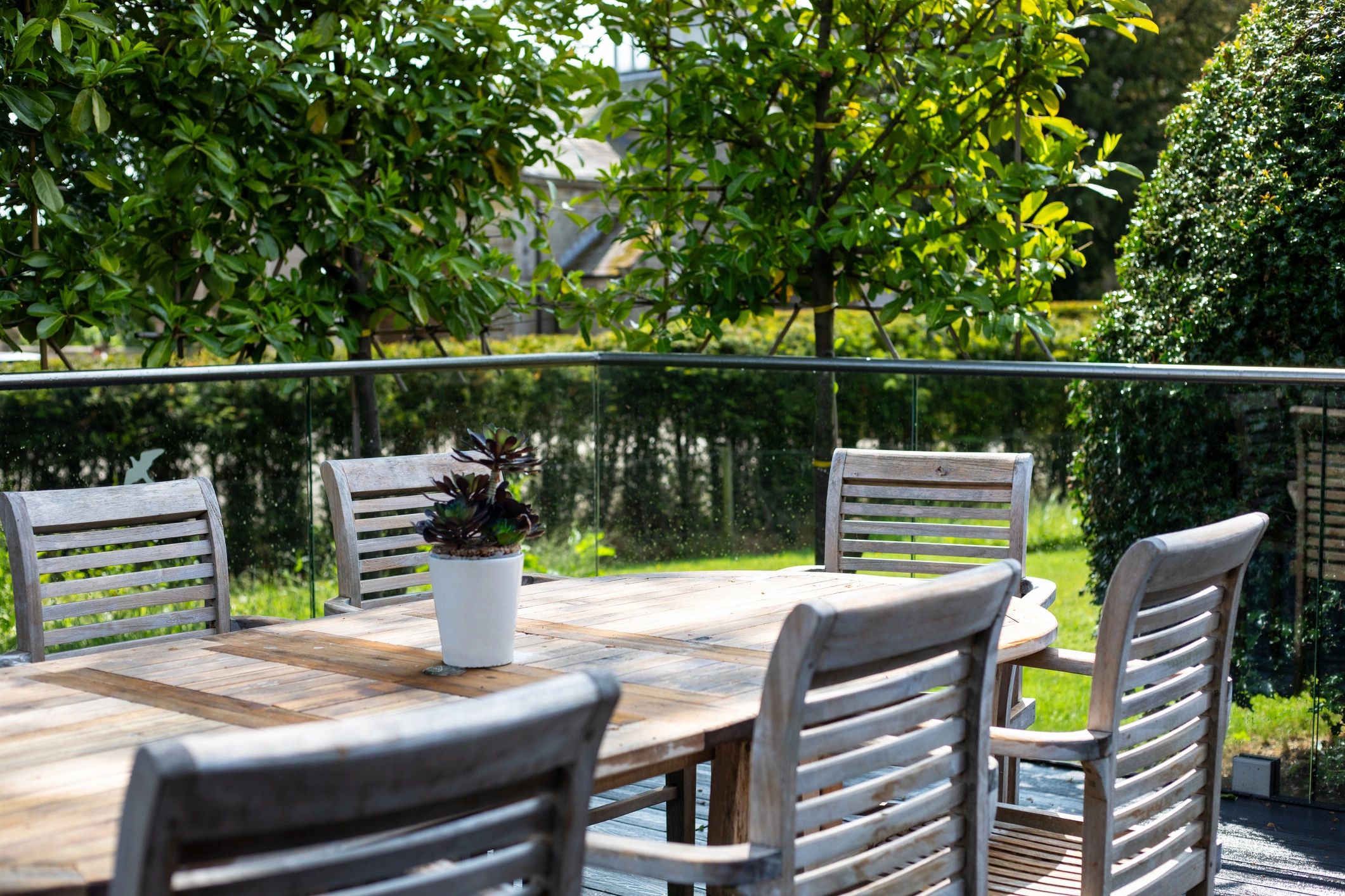 Clean patio area for testimonial section