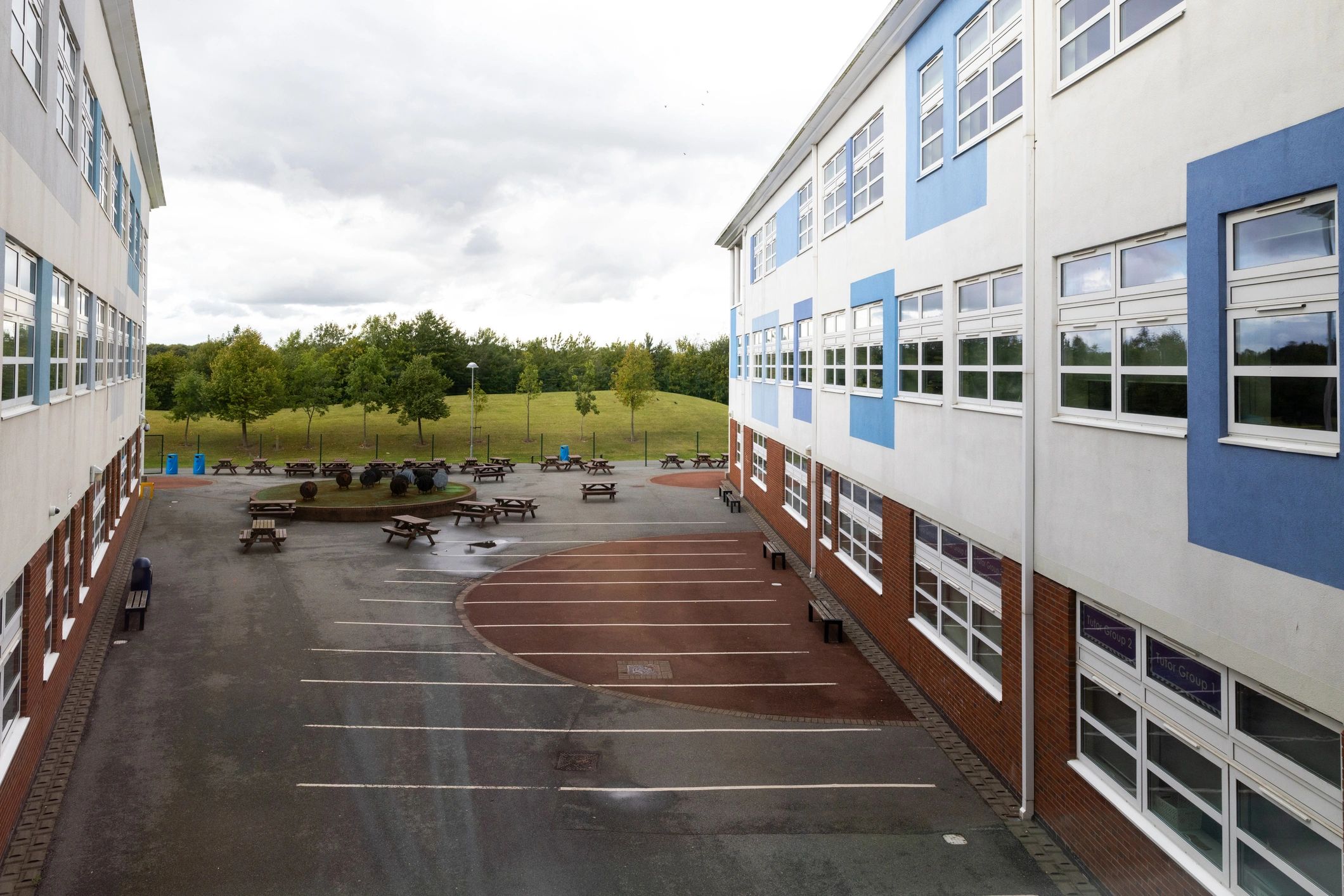 Commercial building exterior and grounds representing professional property washing